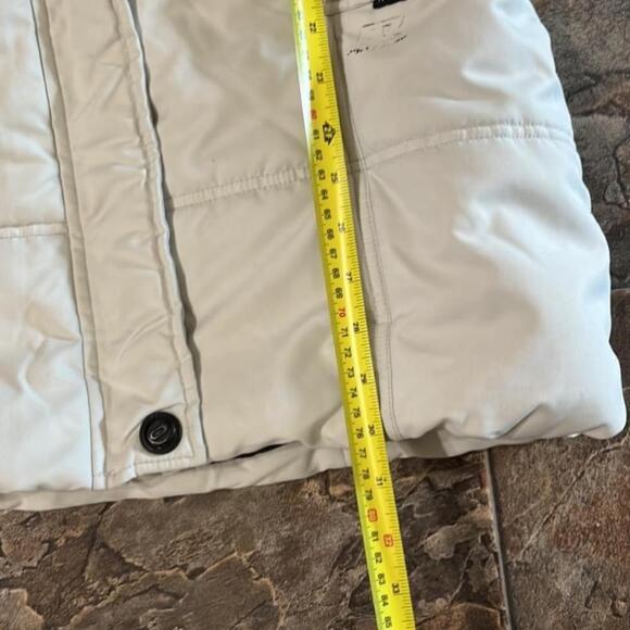 Point Zero Off White Winter Coat Small | Cinch Waist Puffer Jacket with Hood - Picture 15 of 16